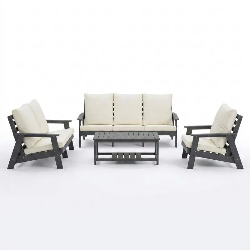 Conjunto de Muebles de Jardín de Acacia con Cojines Beige-Sylverando