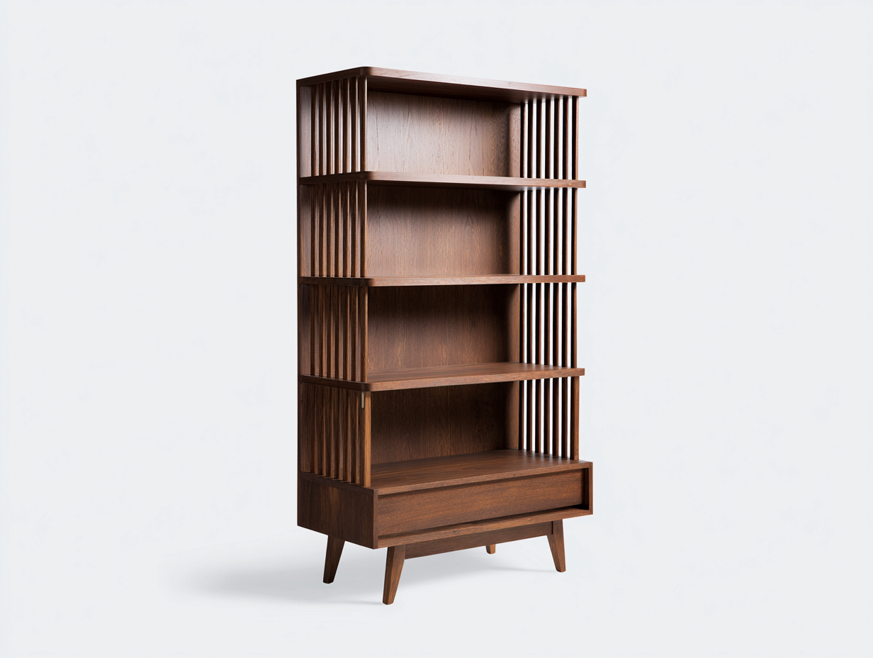 Étagère-Étagère 1 pièce-bois-100x30x90 cm-marron-style moderne à 3 niveaux avec panneaux à lattes-Roluxyhome