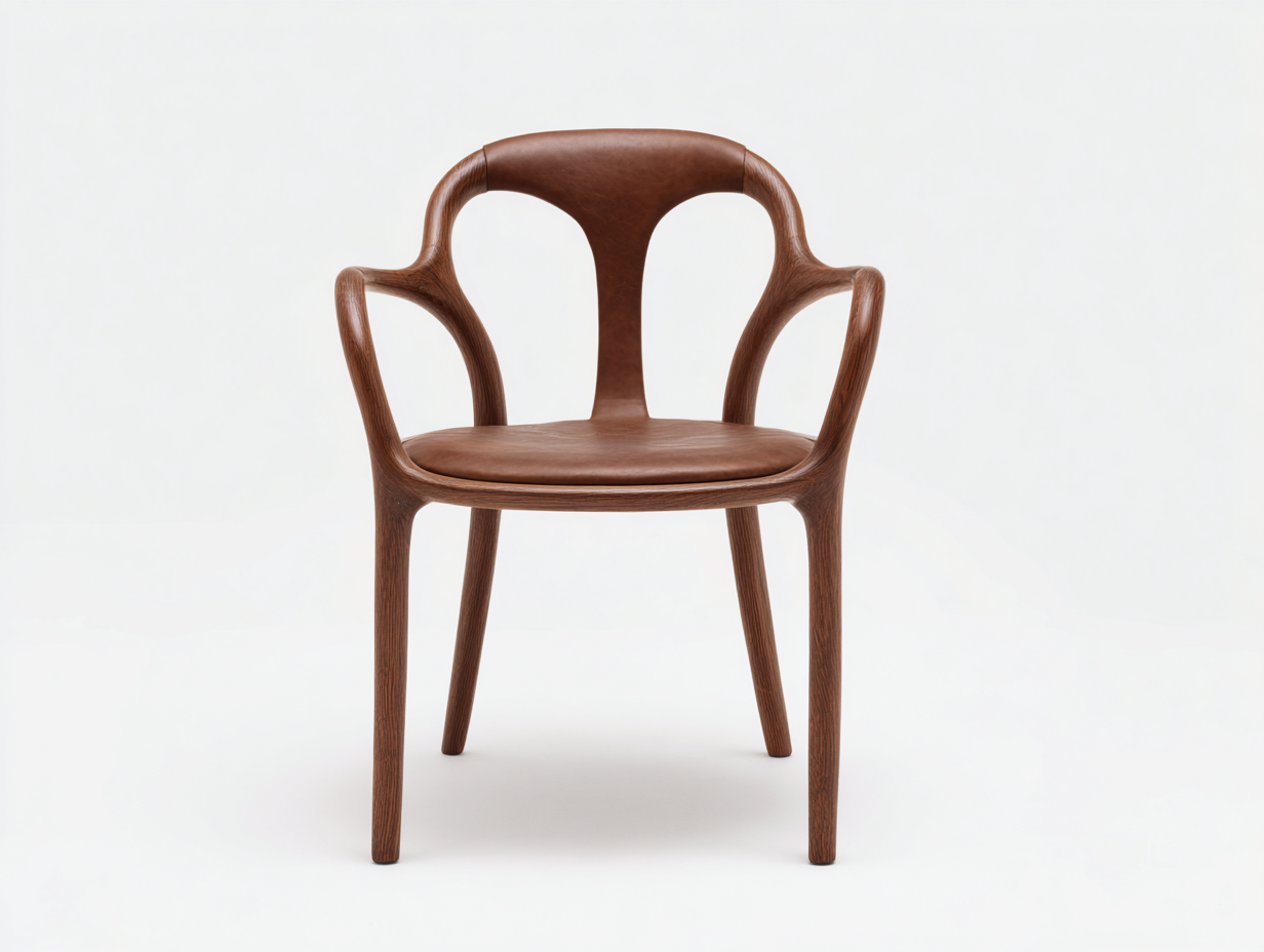 Chaise de salle à manger-Chaise 1 pièce-bois et similicuir-56x58x78 cm-marron-style moderne design organique-Roluxyhome