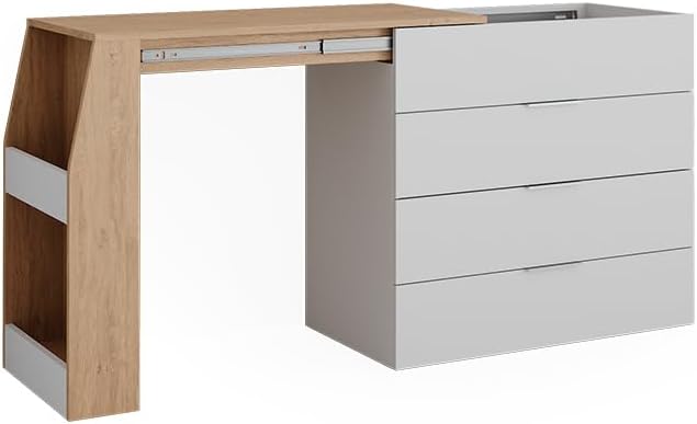 Vicco Iva table bricolage blanche - 95,5 x 47 x 80 cm bois d’ingénierie - dépliable 4 tiroirs charge 20 kg - console créative contemporaine-Roluxyhome