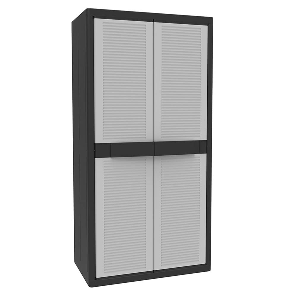 Terry Jumbo Cab 3900 Qblack armoire noire - 89,7 x 53,7 x 180 cm 2 portes - polypropylène séparation verticale 4 étagères - intérieur extérieur couvert-Roluxyhome