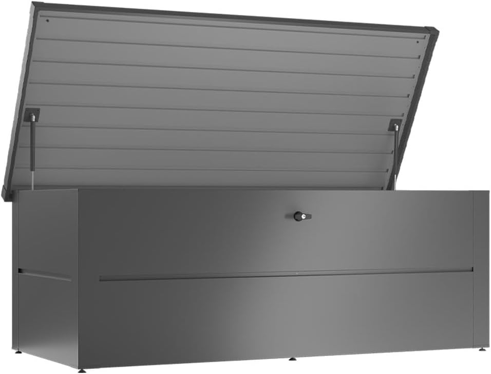 ILESTO coffre jardin argent - 185 x 69 x 85 cm capacité 783 litres - acier inoxydable imperméable fermeture rabattable - rangement piscine jardin-Roluxyhome