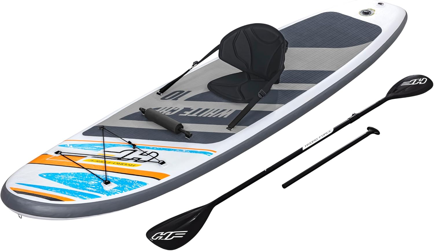 Hydro Force White Cap Paddle Gonflable SUP 305 x 84 x 12 cm PVC Convertible Kayak Pack Complet Paddle Board Stand Up Paddle Sport Eau - Planche Paddle Débutant Adulte-Roluxyhome
