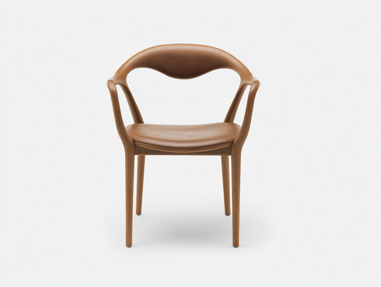 Chaise de salle à manger-Chaise 1 pièce-bois et similicuir-55x57x78 cm-marron-style design organique-Roluxyhome