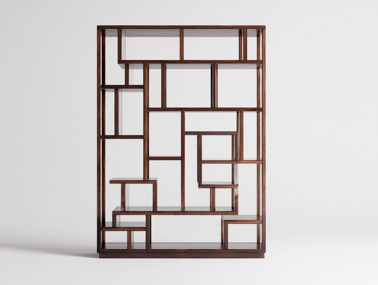 Étagère-Étagère 1 pièce-bois-120x30x180 cm-marron-style design géométrique-Roluxyhome