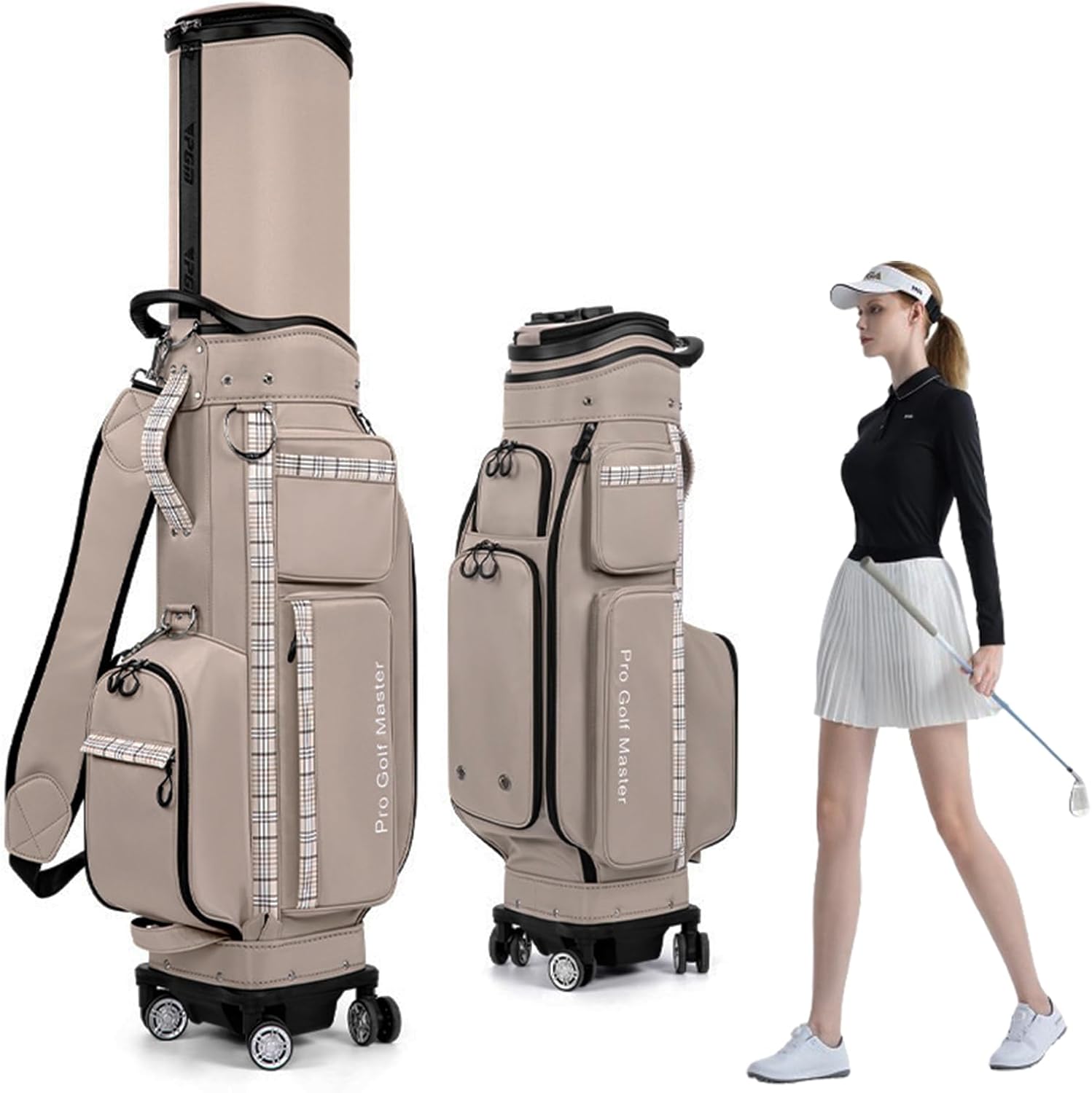 Sac de Golf Chariot Transport Rétractable Avec Roues Bloquantes Sac Voyage Golf Avion-Roluxyhome