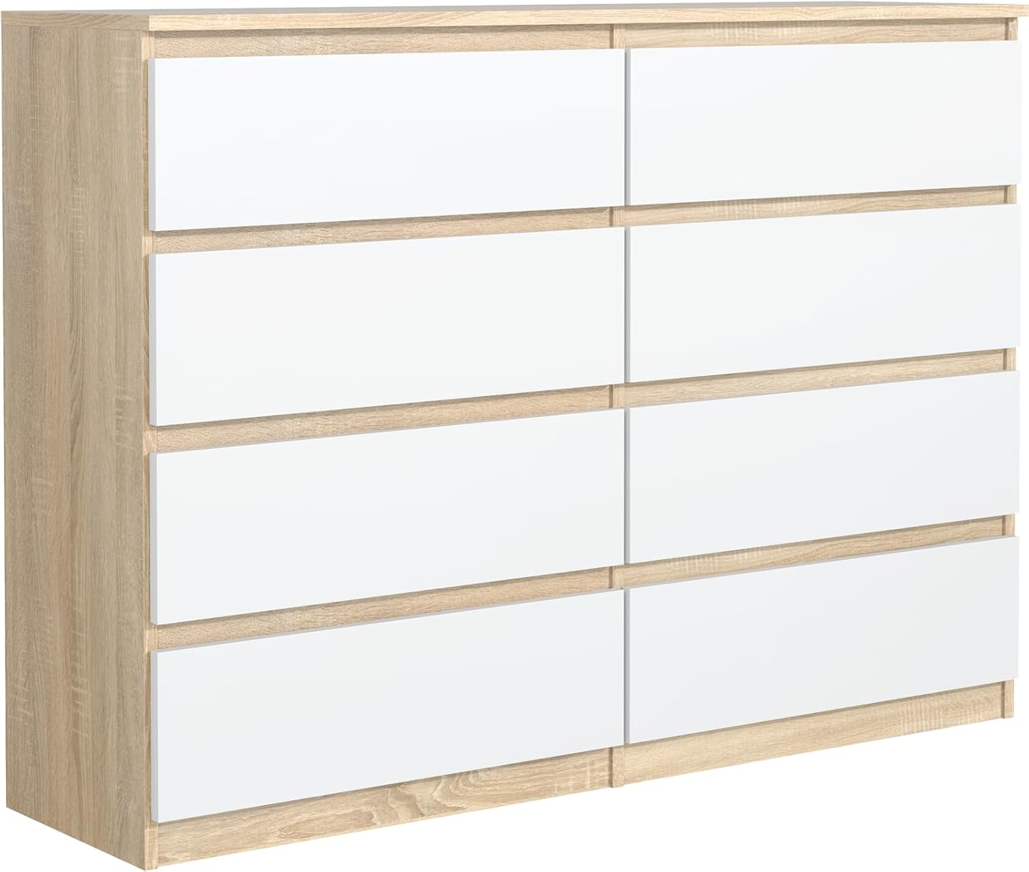 meble masztalerz commode sonoma blanche - 120 x 39 x 101,5 cm panneau laminé - 8 tiroirs finition mate - chambre salon entrée bureau-Roluxyhome