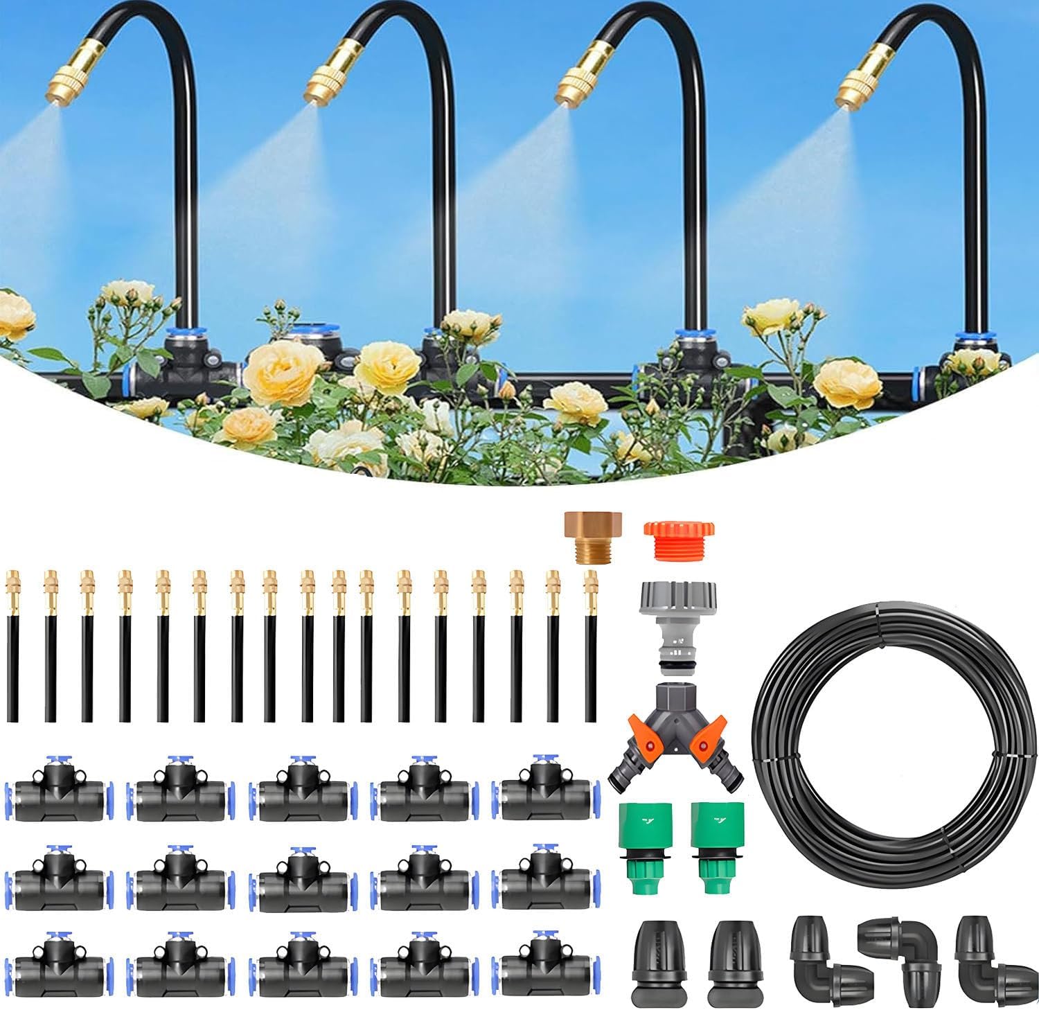 Système Irrigation Jardin 360 Pulvérisateur Cuivre Contrôleur Intelligent 40m Serre Plate Bande Sans Timer ZHLINGQ-Roluxyhome