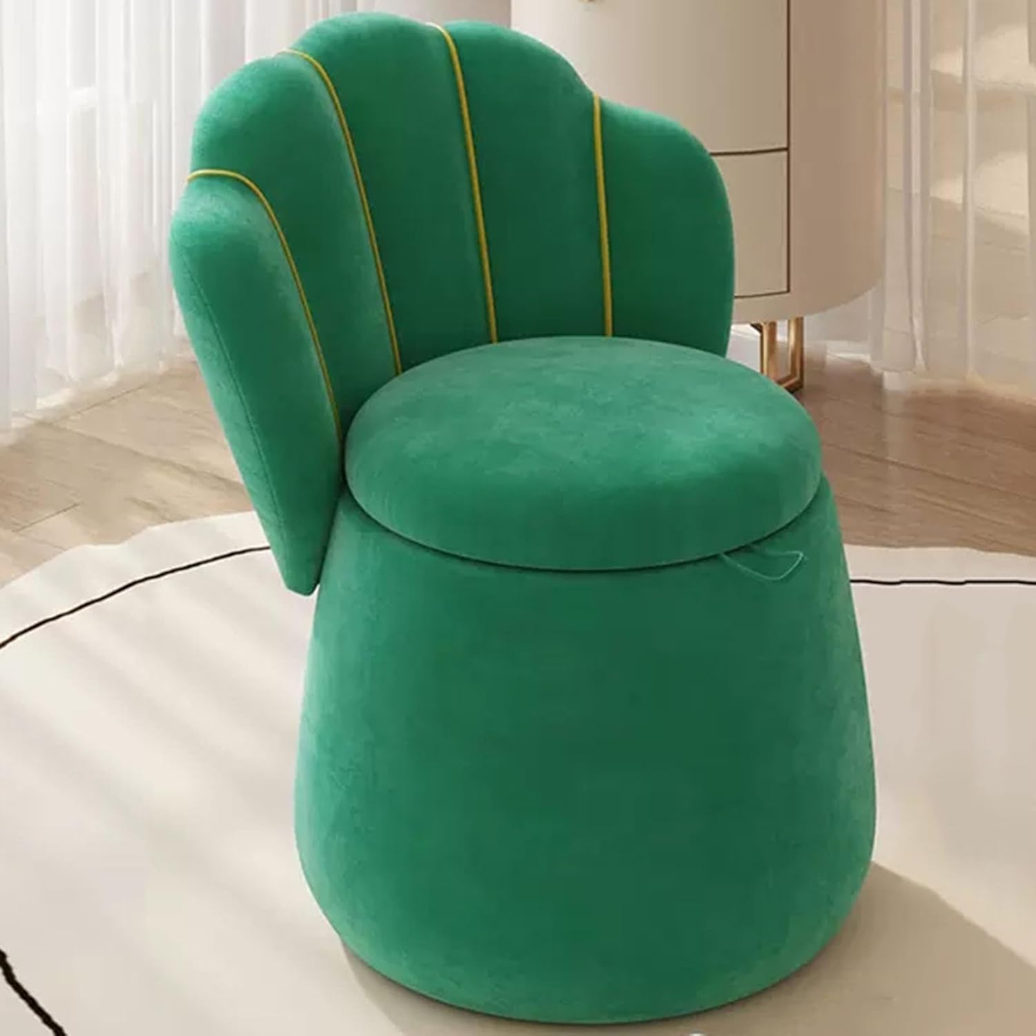 GBPLDMAQ chaise coiffeuse avec rangement tabouret velours dossier fauteuil vanité femme vert-Roluxyhome
