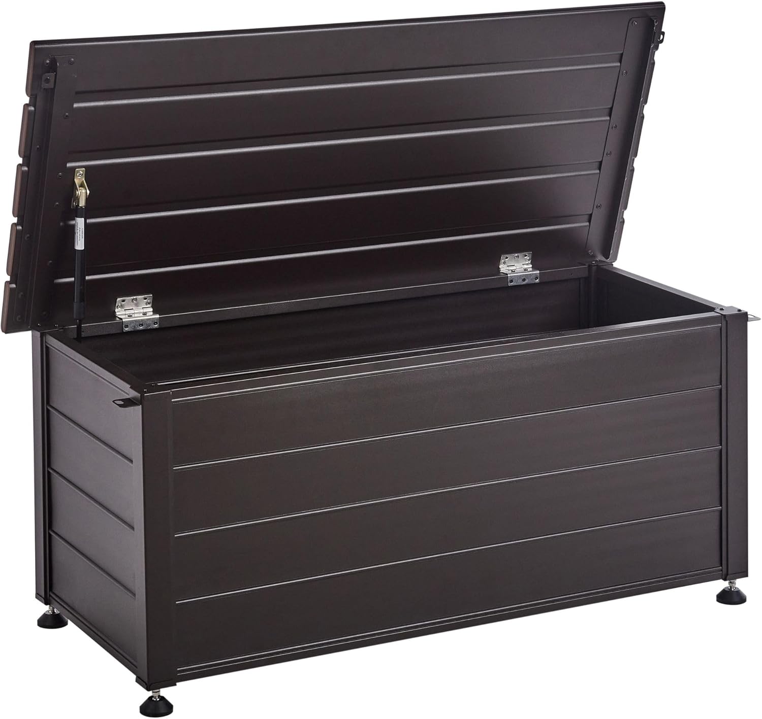Beliani Campalto coffre extérieur brun foncé - 113 x 50 cm capacité 190 L - aluminium imperméable couvercle de levage - rangement jardin moderne-Roluxyhome