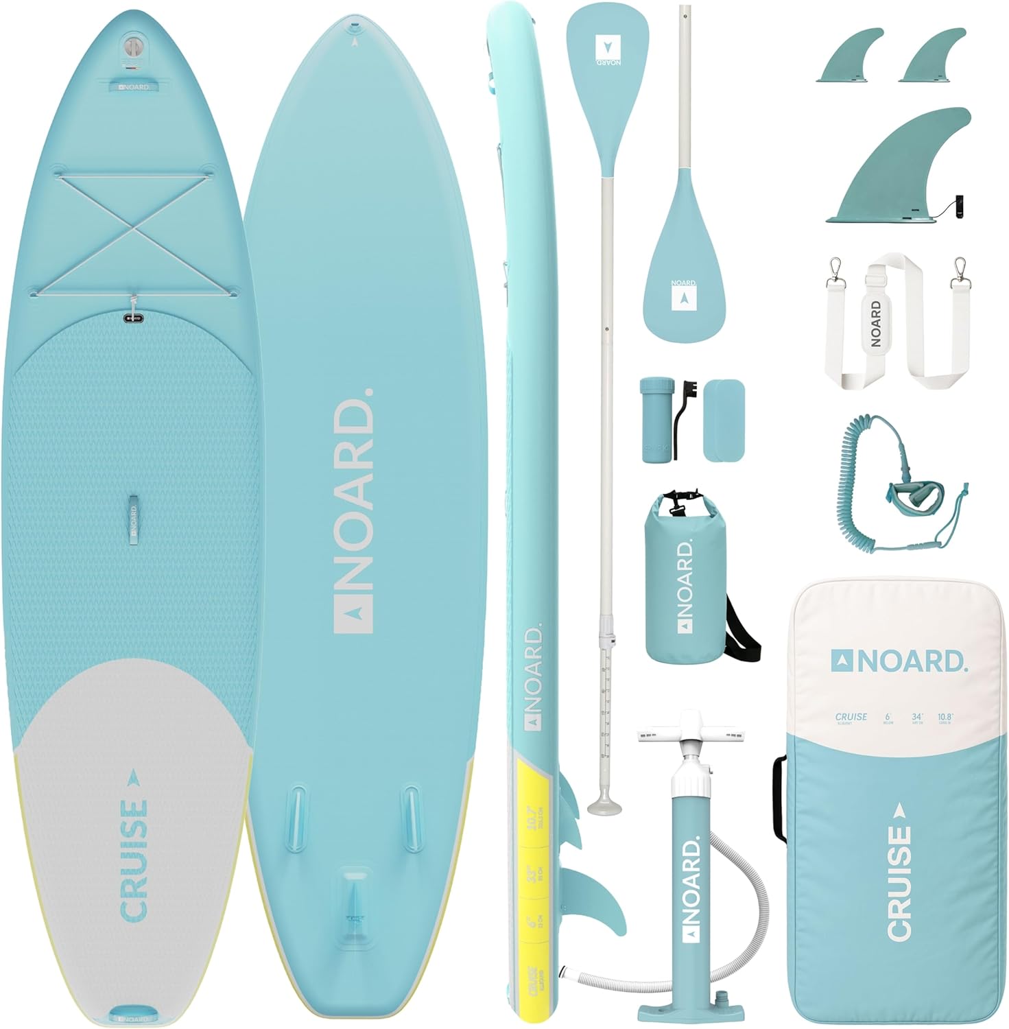 NOARD planche stand up paddle 326x76x15 cm PVC accessoires inclus usage débutant professionnel touring sport nautique vert - paddle sup polyvalent complet - usage loisir et progression-Roluxyhome