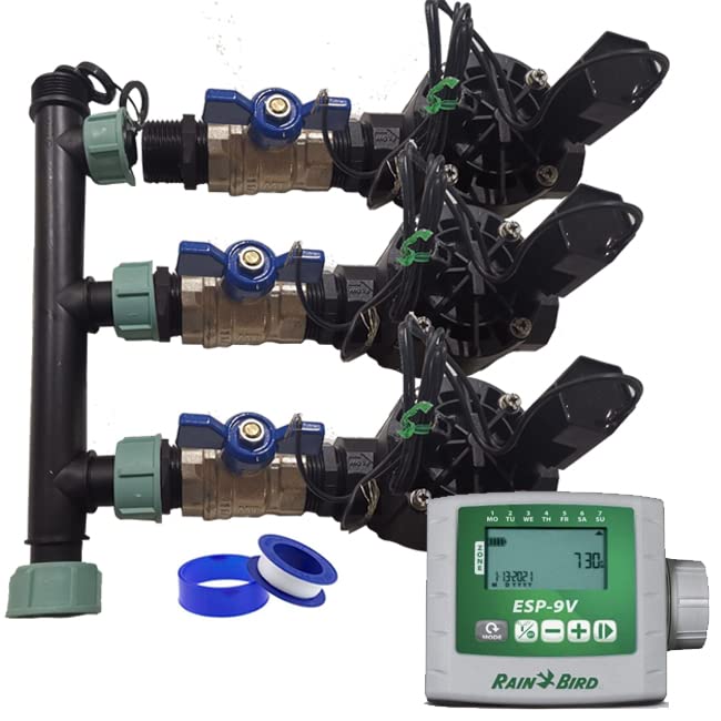 Suinga Système Irrigation Automatique 3 Zones Programmateur Batterie Electrovannes Rain Bird Jardin Noir-Roluxyhome