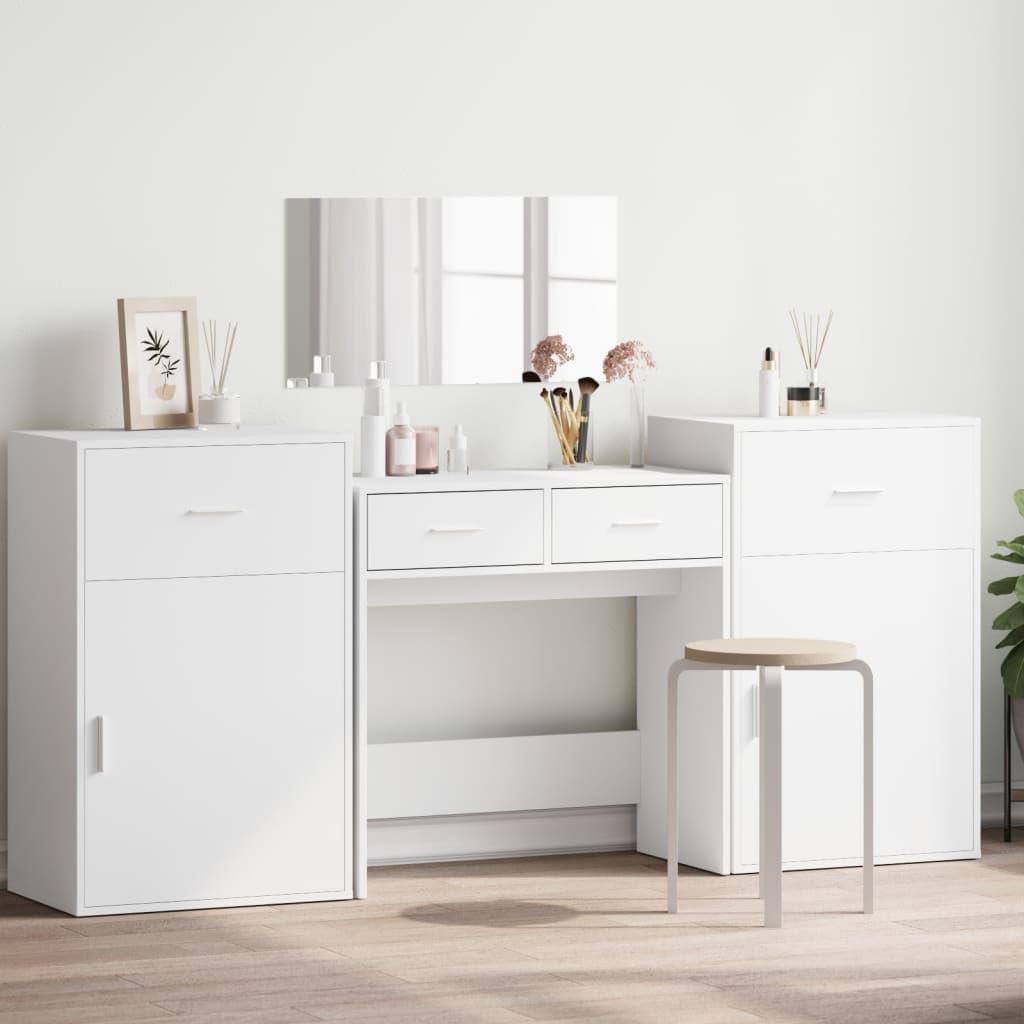 Ensemble meubles chambre AJJHUUKI 4 pieces coiffeuse bois blanc mobilier chambre adulte design moderne-Roluxyhome