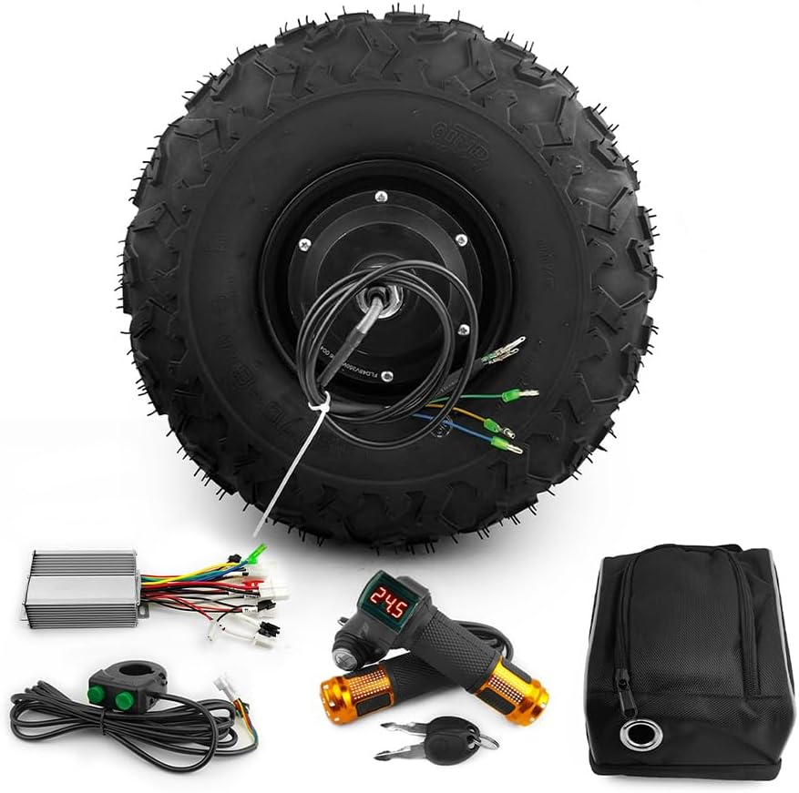 L faster kit moteur brushless 48V 36V 350W pour chariot électrique, roue 14,5 pouces, pneu sans chambre, usage jardin construction paysager, installation facile, moteur sans balais pour brouette et transport adulte professionnel extérieur-Roluxyhome