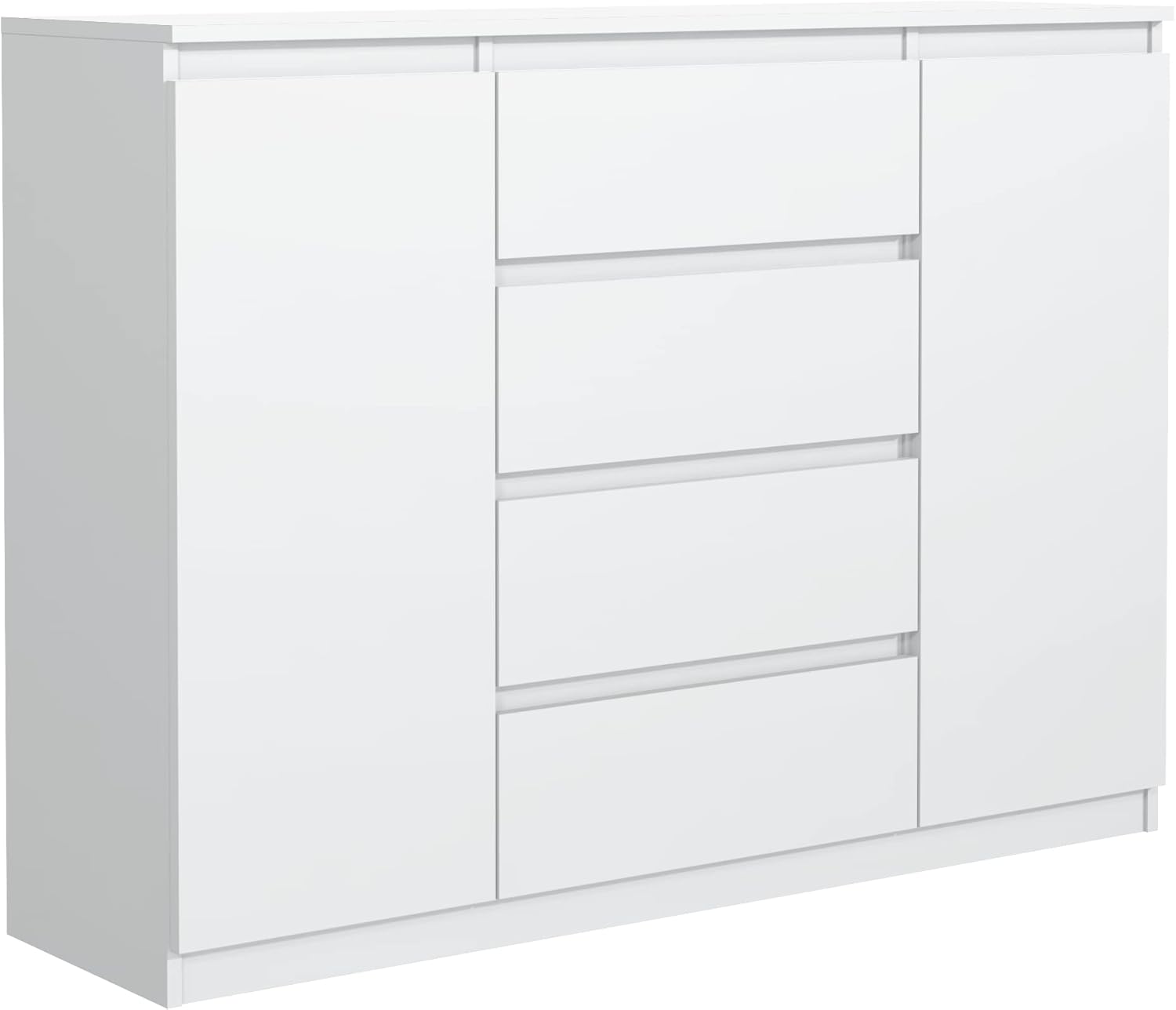 meble masztalerz commode blanche mate - 138,6 x 39 x 101,5 cm panneau laminé - 4 tiroirs 2 portes - rangement chambre adulte scandinave-Roluxyhome
