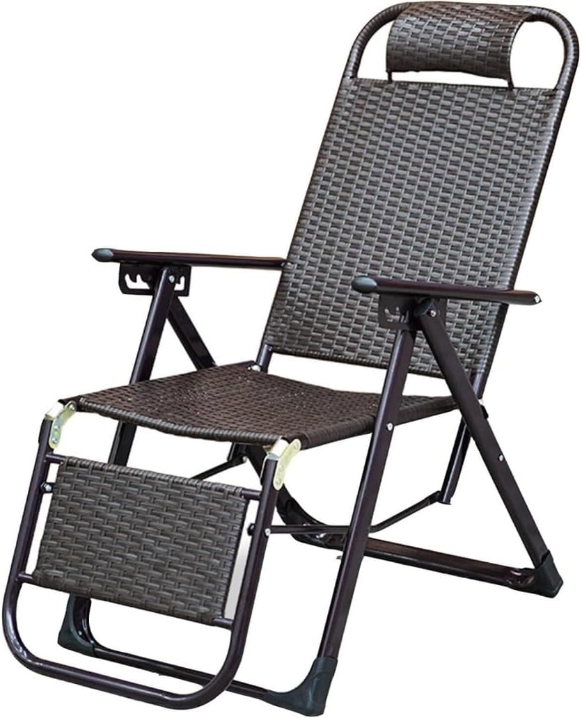 DANNMPX Chaise Longue Extérieur Patio Plage Osier Pliable Rotin Fauteuil Bascule Relaxation - Chaise Longue Rotin Extérieur-Roluxyhome