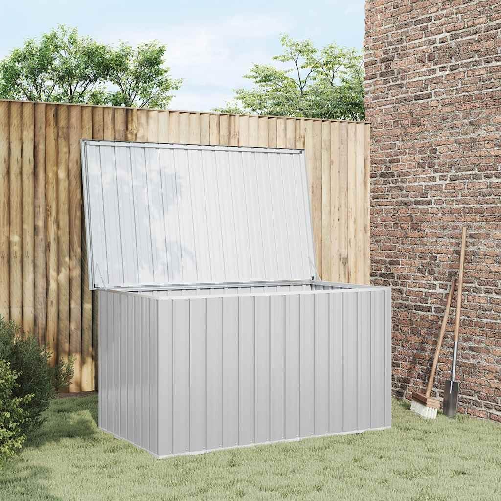 Teenpull coffre de rangement de jardin acier galvanise 171x99x93 cm etanche coussins outils mobilier exterieur gris-Roluxyhome