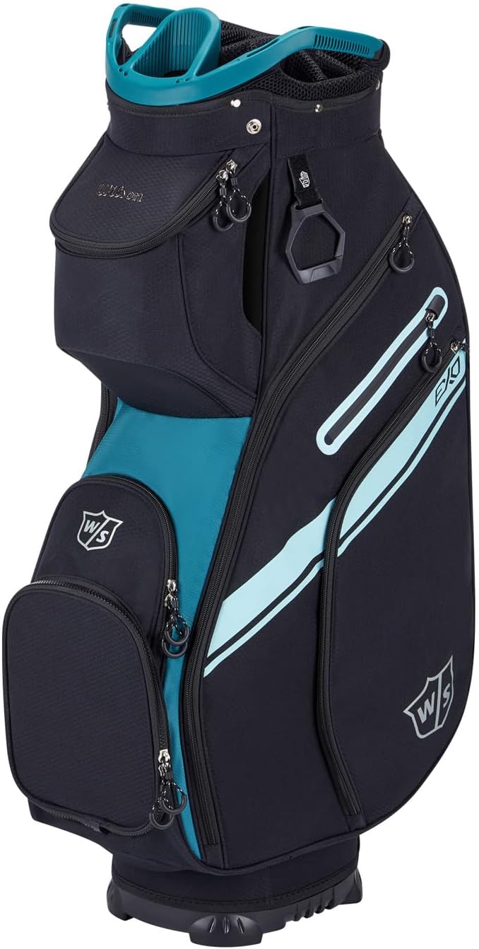 Wilson Staff EXO II Sac de Golf Chariot 14 Compartiments Polyester 9 Poches Noir Turquoise-Roluxyhome