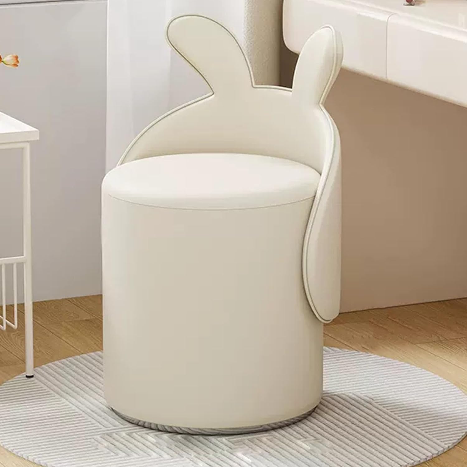 GBPLDMAQ tabouret coiffeuse pivotant 360 chaise maquillage moderne fauteuil vanité siège blanc PU-Roluxyhome