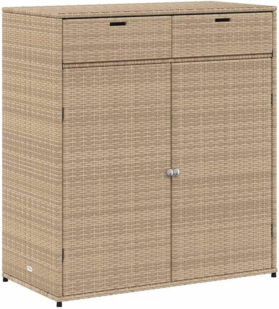 vidaXL armoire de rangement jardin organisateur terrasse resine tresse beige porte fermeture magnetique-Roluxyhome