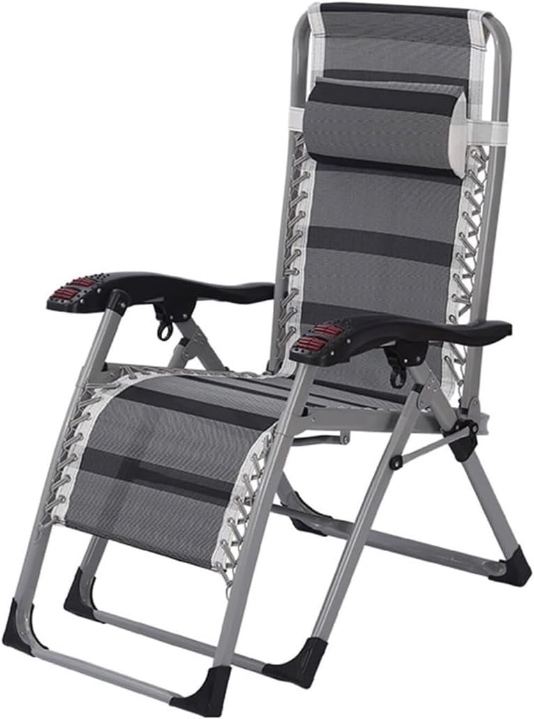 DANNMPX chaise longue pliable jardin siège inclinable oreillers camping extérieur patio pelouse usage relaxation portable gris - chaise longue inclinable jardin - usage détente extérieur confortable-Roluxyhome