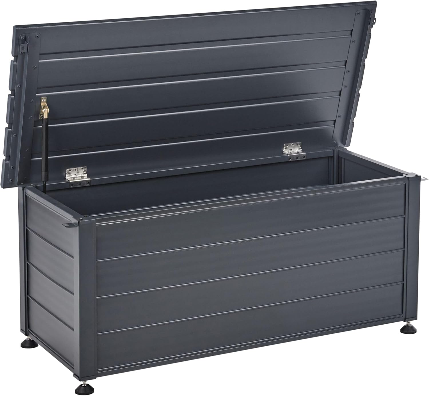 Beliani Campalto coffre extérieur gris foncé - 113 x 50 cm capacité 190 L - aluminium étanche avec vérin à gaz - rangement jardin camping transport-Roluxyhome