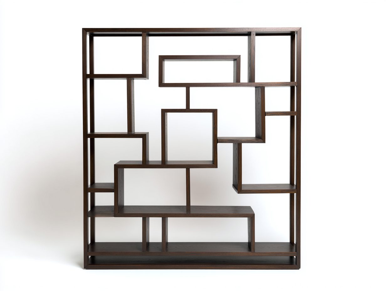Étagère-Étagère 1 pièce-bois-110x30x170 cm-marron foncé-style design géométrique moderne-Roluxyhome