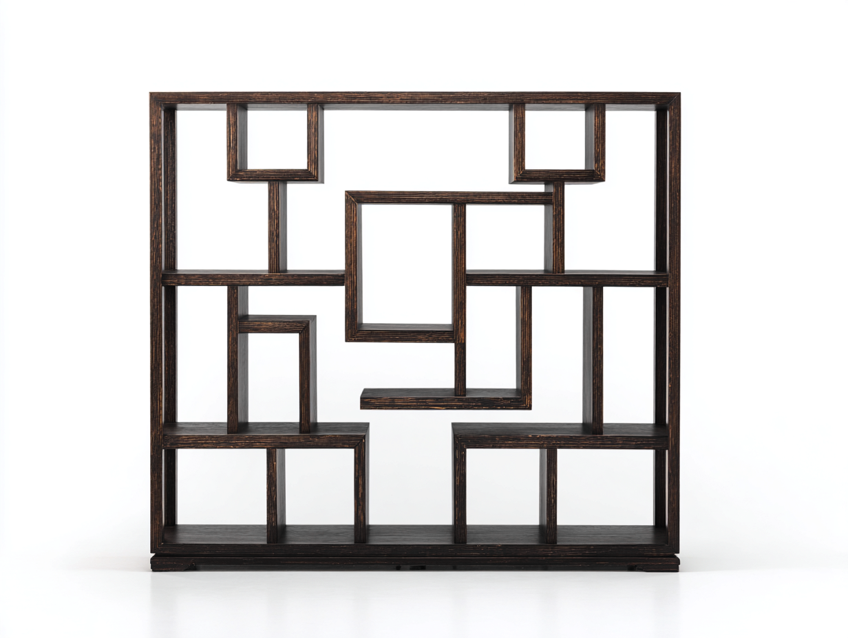 Étagère-Étagère 1 pièce-bois-120x30x150 cm-marron foncé-style design géométrique artistique-Roluxyhome