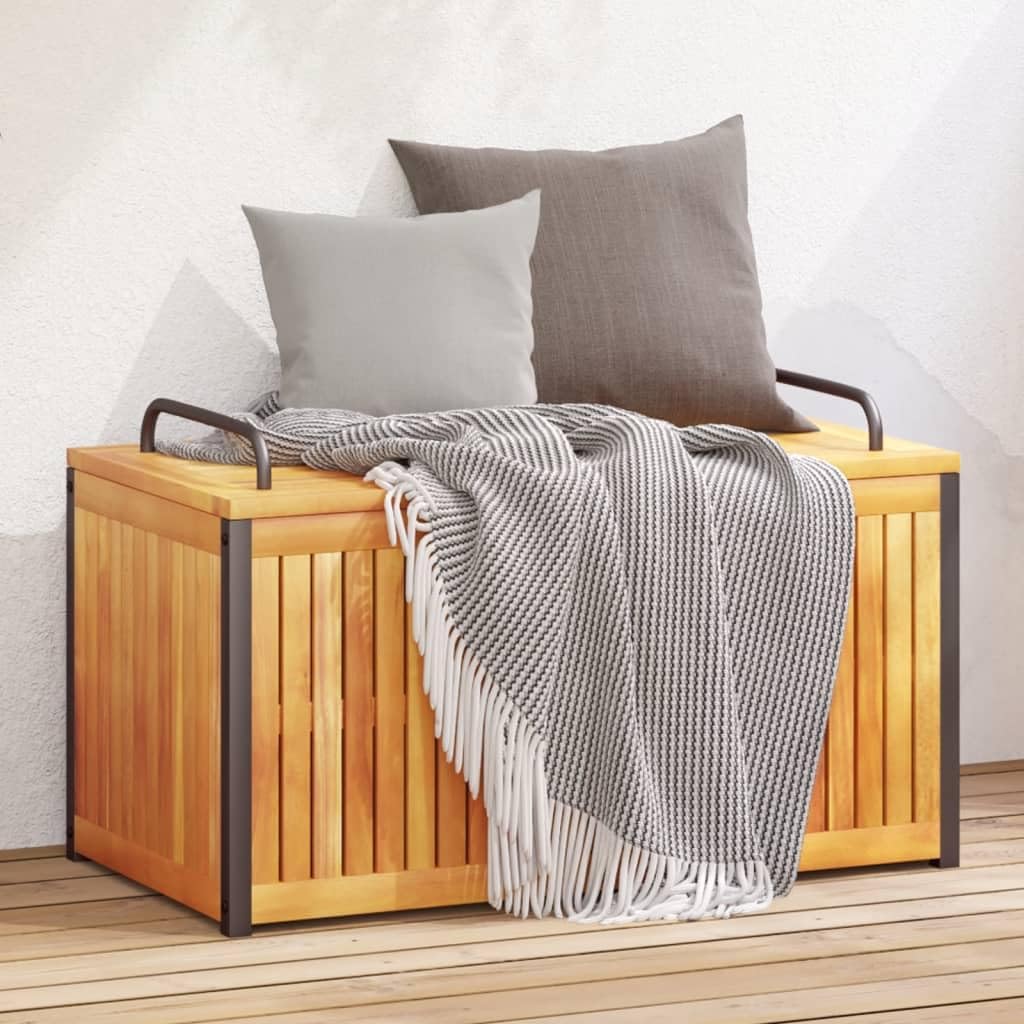 Canditree coffre rangement extérieur acacia - 85 x 45 x 53 cm bois massif finition huile - forme rectangulaire - boîte coussins jardin terrasse-Roluxyhome