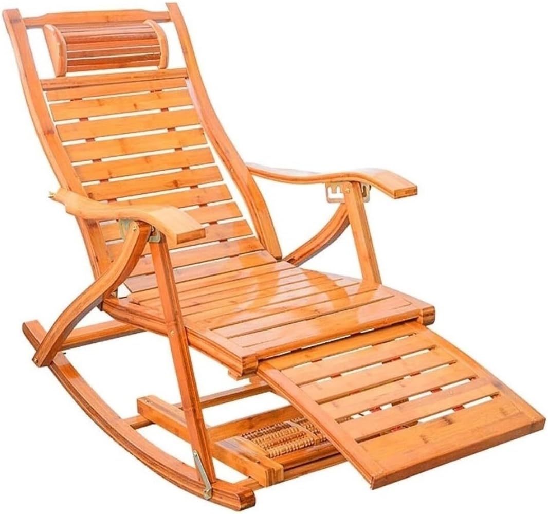 DANNMPX Chaise Longue Bambou Inclinable Berçante Pliable Réglable Jardin Patio Loisirs Relaxation - Chaise Longue Bambou Jardin-Roluxyhome