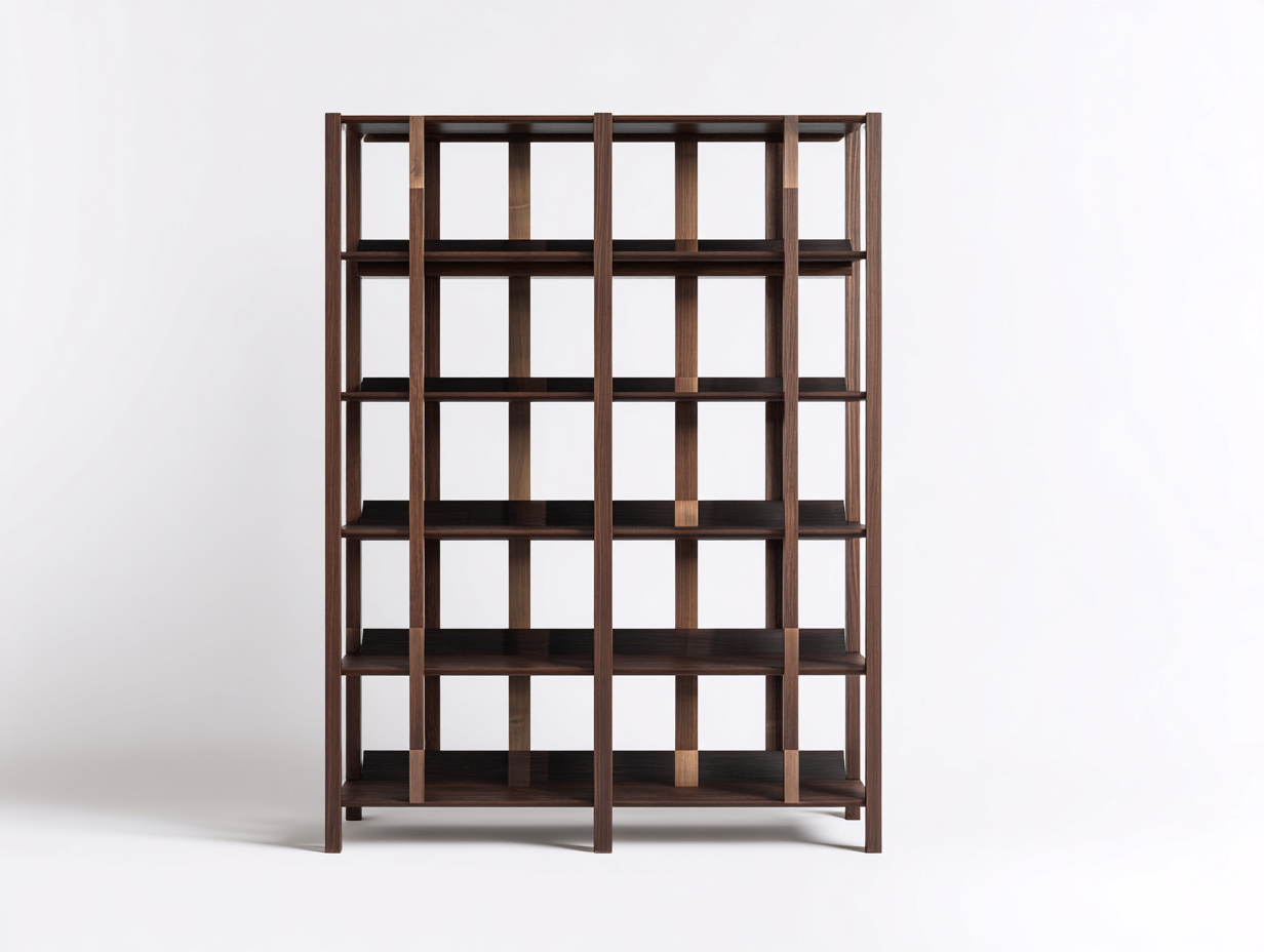 Étagère-Étagère 1 pièce-bois-100x35x180 cm-marron-style moderne grille multi-compartiments-Roluxyhome