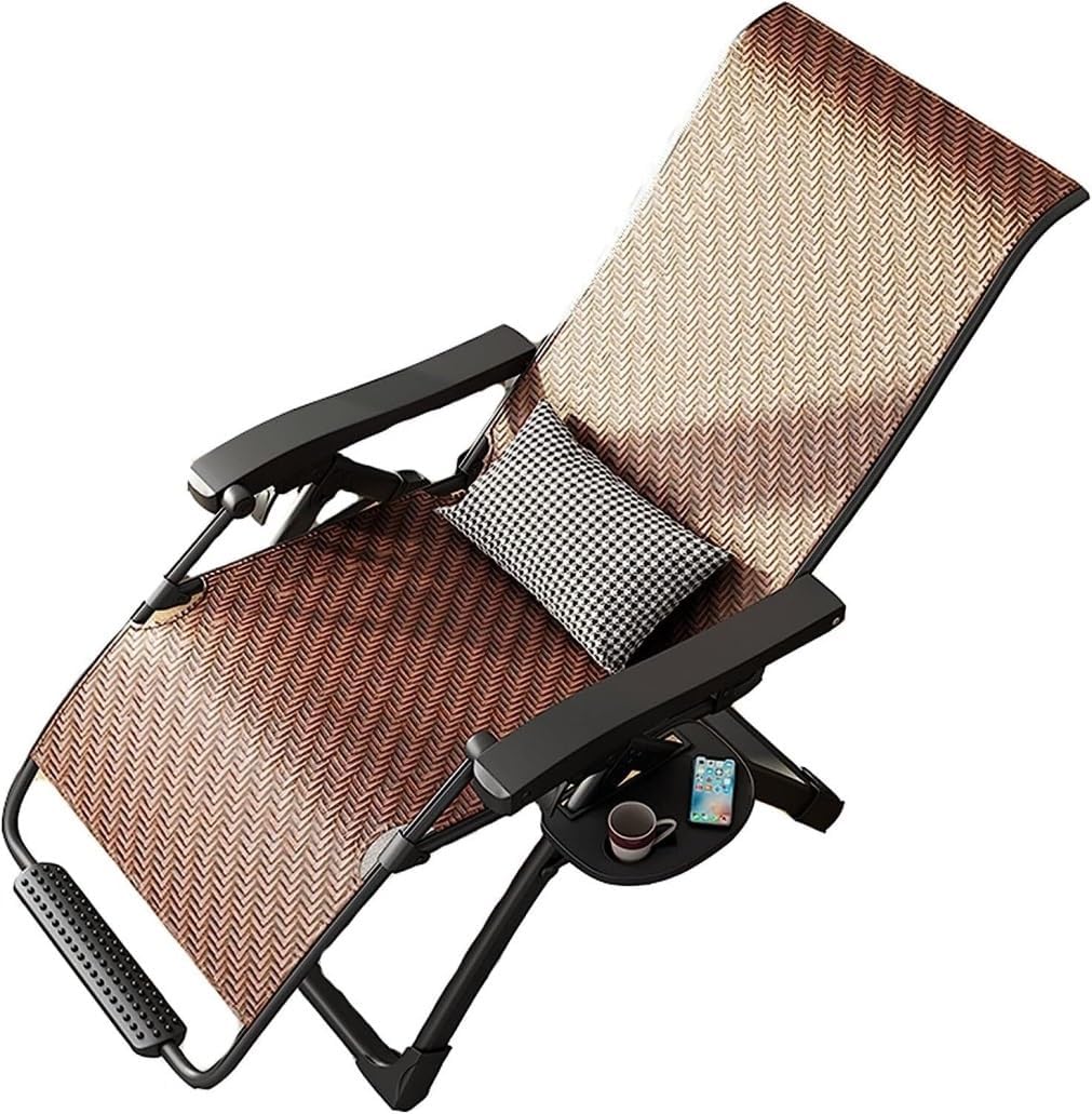 DANNMPX Chaise Longue Extérieur Osier Repose Pieds Massage Rotin Réglable Table D appoint Relaxation - Chaise Longue Rotin Massage-Roluxyhome