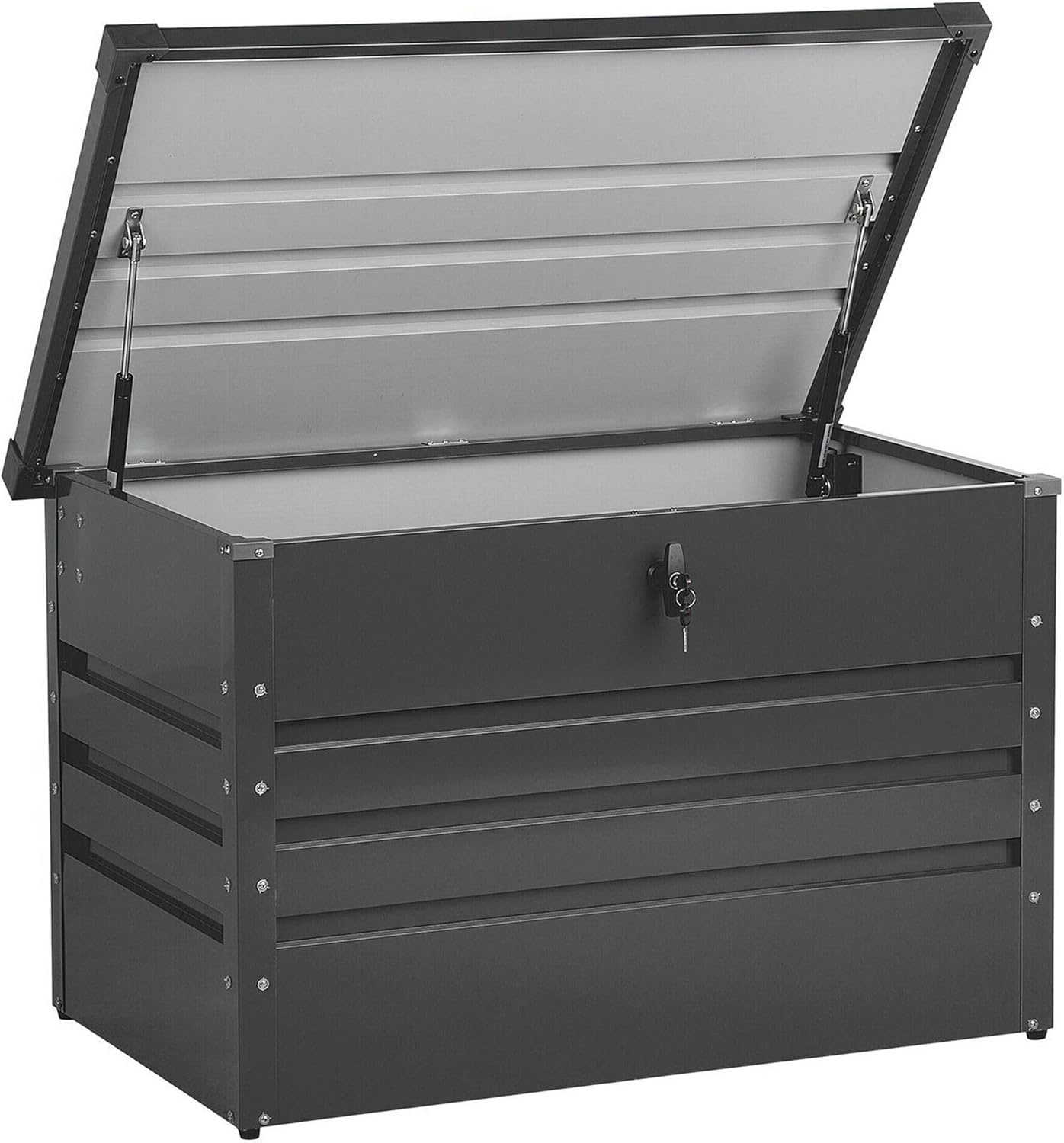 Coffre de rangement exterieur acier galvanise 300L gris fonce rangement jardin et accessoires terrasse-Roluxyhome
