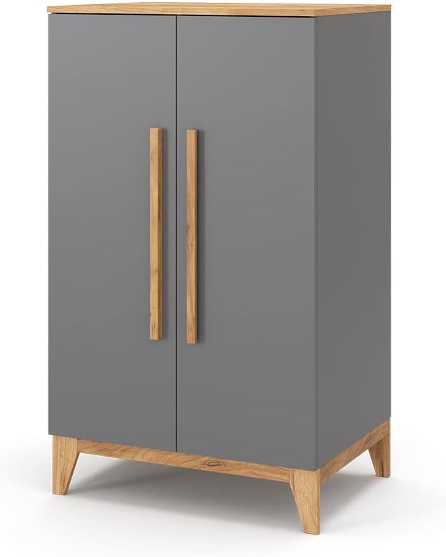 VitaliSpa Malia armoire enfants grise - 70 x 53,4 x 120 cm bois d’ingénierie - porte battante limite 10 kg - vêtements chaussures jouets-Roluxyhome