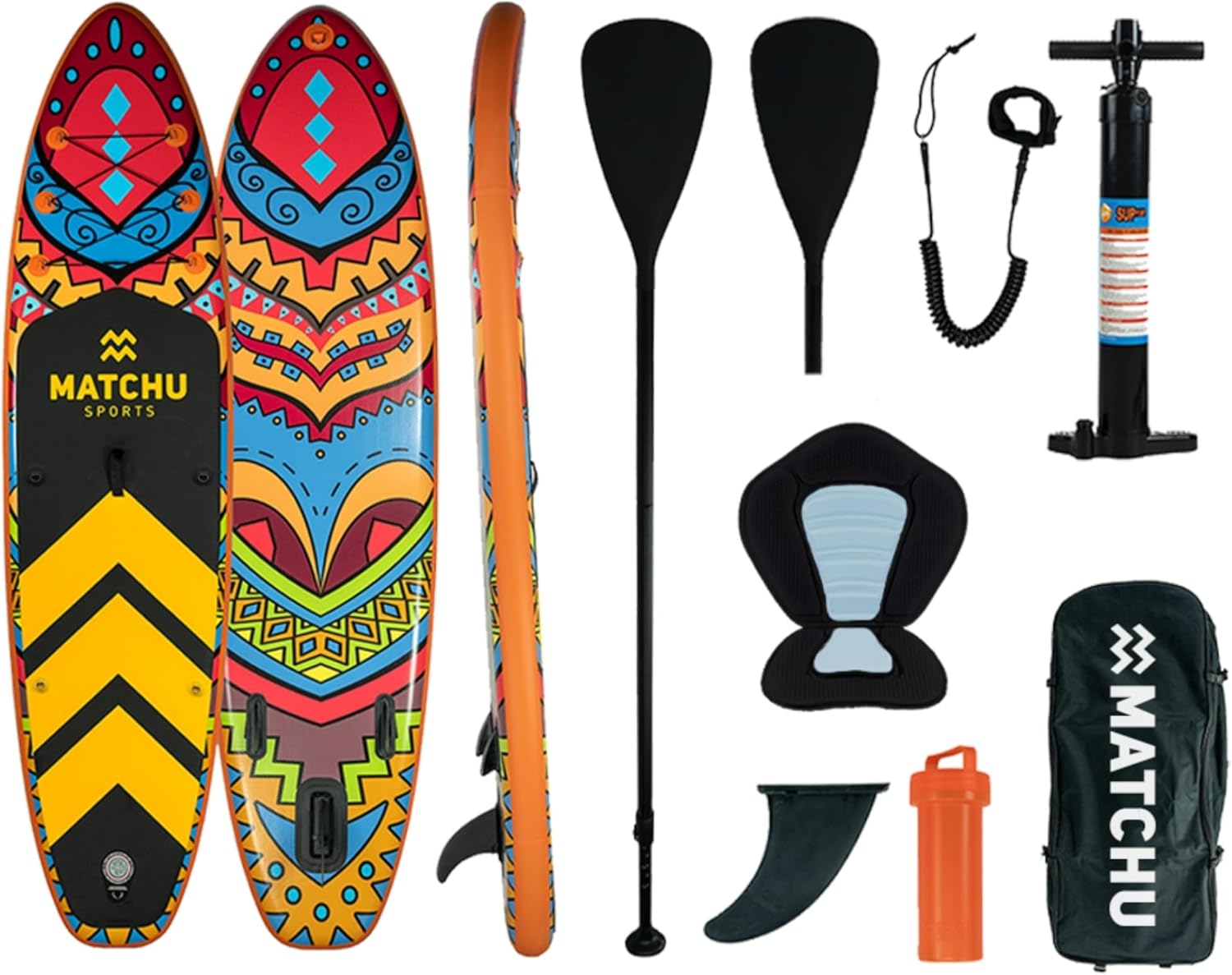 MATCHU paddle gonflable stand up paddle ensemble complet antidérapant 320x81x15 cm 150 kg 2 personnes usage adulte enfant sport nautique - paddle gonflable polyvalent complet - usage loisirs famille et sport aquatique-Roluxyhome