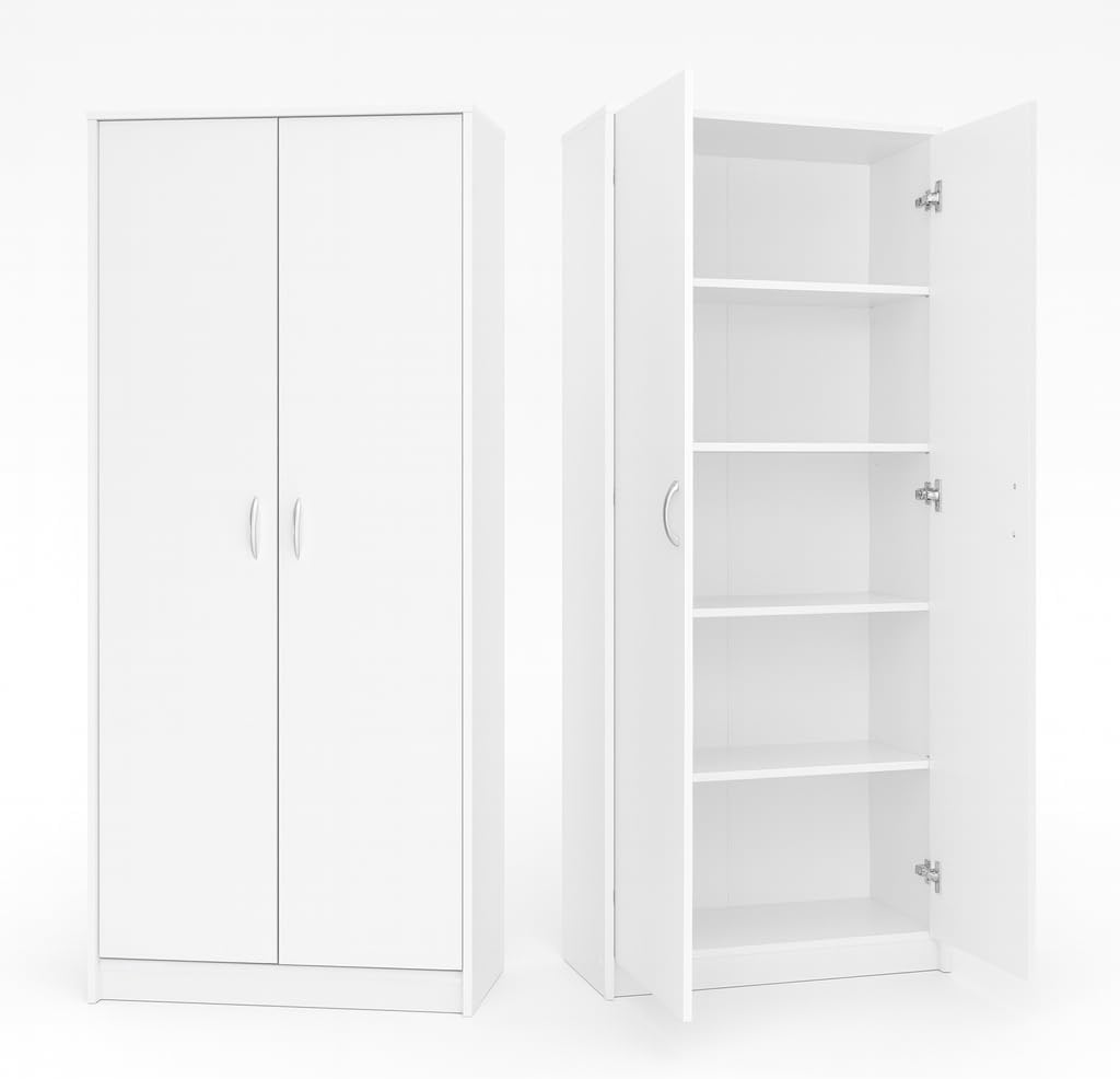 KUBUTKU armoire bureau blanche multifonction - 74 x 35 x 180 cm finition mate - 2 portes 5 compartiments - rangement bureau montage au sol-Roluxyhome