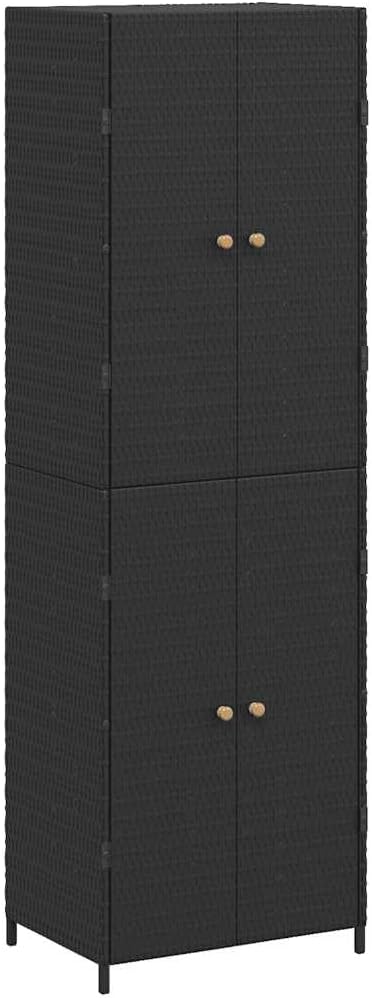 vidaXL armoire rangement jardin noire - 59 x 40 x 180 cm avec étagère - résine tressée structure bois verrouillable - pièce de service extérieur-Roluxyhome