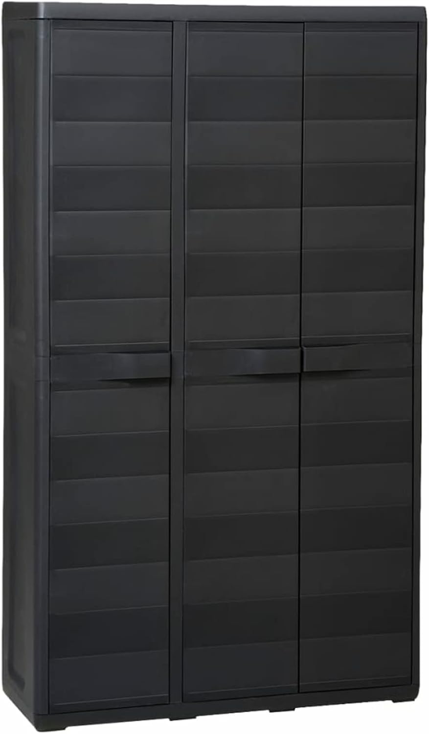 Goliraya armoire rangement jardin noire - 38 x 38 x 171 cm polypropylène - 3 portes et 4 étagères - montage au sol style classique extérieur-Roluxyhome