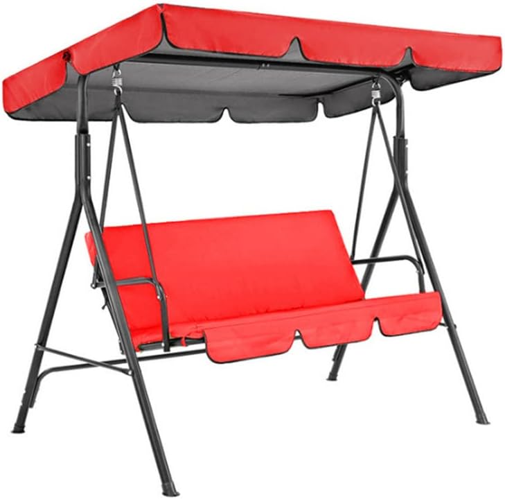 Auvent de rechange imperméable balancelle jardin 2 à 3 places anti UV rouge usage extérieur protection soleil mobilier terrasse jardin - auvent balancelle jardin anti UV - usage protection extérieure-Roluxyhome
