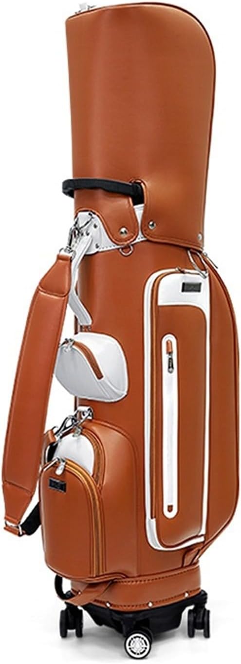 WCDFTASL Sac de Golf Chariot Ultra Fibre Imperméable 4 Roues PGM QB127 Grande Capacité Hommes Femmes - Sac Golf Premium - Système Poussé Traction-Roluxyhome