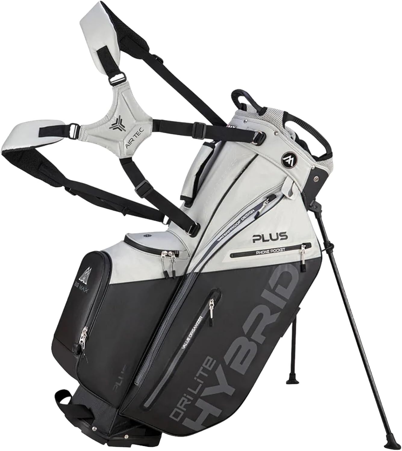 Big Max Dri Lite Hybrid Plus Sac Golf Stand Chariot Nylon 14 Compartiments 8 Poches Gris Noir-Roluxyhome