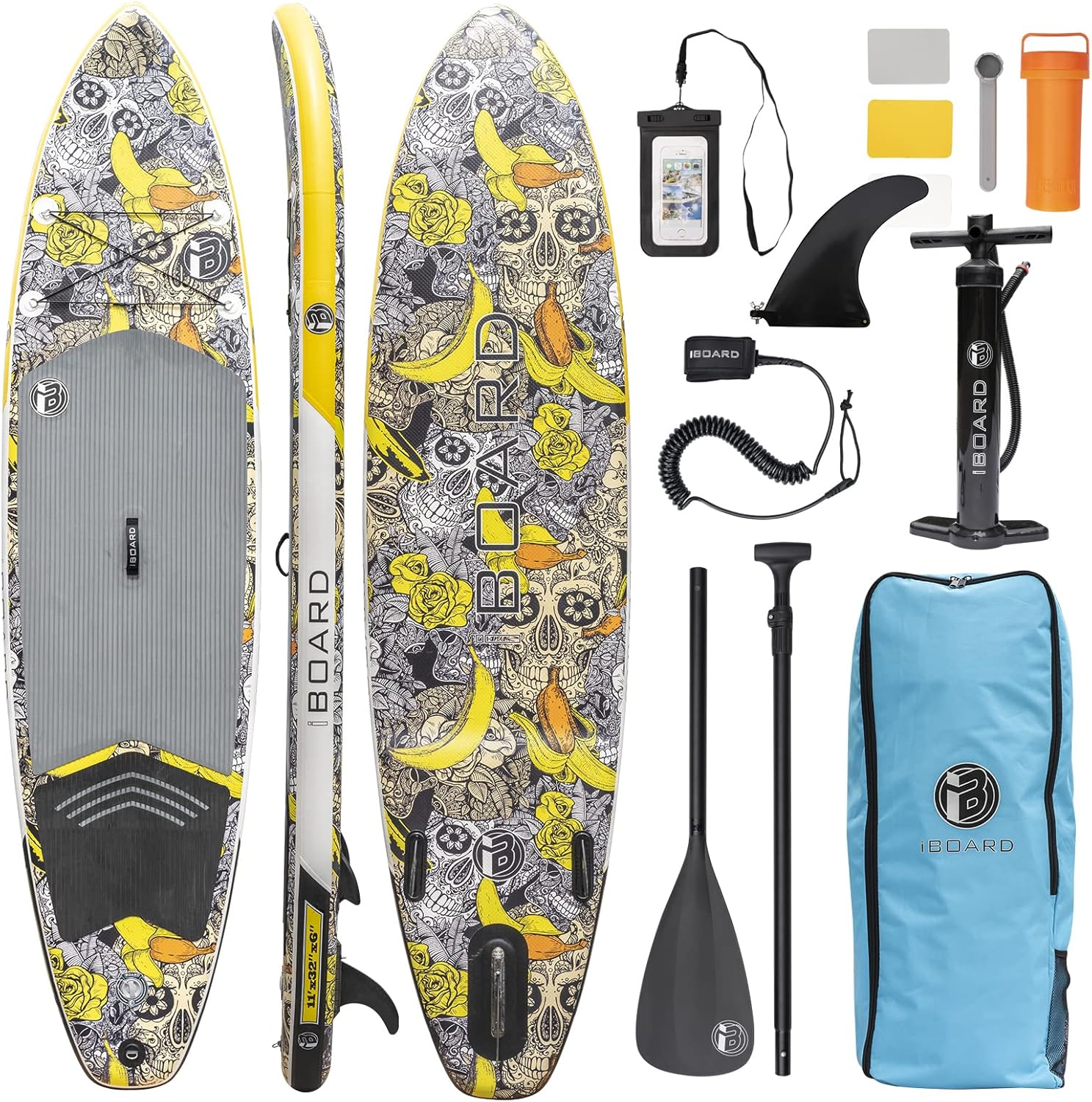 iBOARD Paddle Gonflable SUP 335 x 81 x 6 pouces PVC Pack Complet Stand Up Paddle Surf Sport Eau - Planche Paddle Surf Polyvalente-Roluxyhome