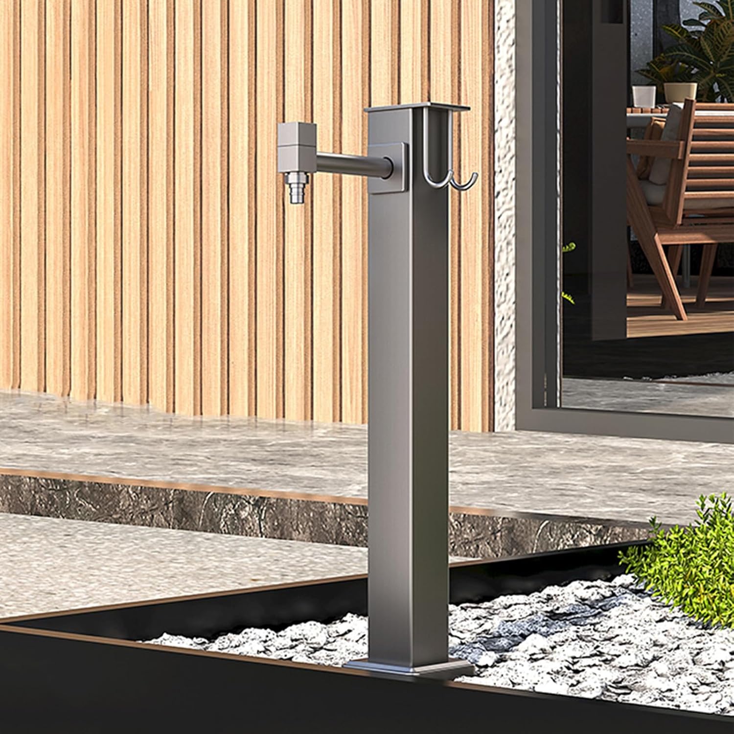 Robinet Exterieur Jardin Colonne Eau Inox Anti Gel Lavage Arrosage Fontaine Exterieure 40cm-Roluxyhome