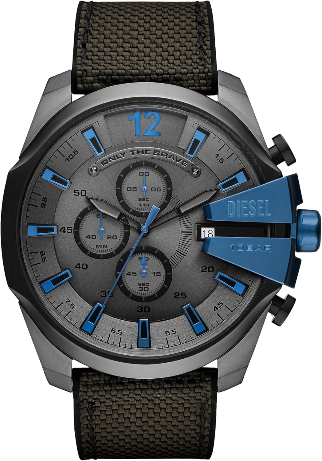 Diesel montre Mega Chief homme chronographe acier inoxydable bracelet silicone ou synthétique usage urbain sportif quartz - montre Diesel chronographe robuste - usage lifestyle et mode-Roluxyhome