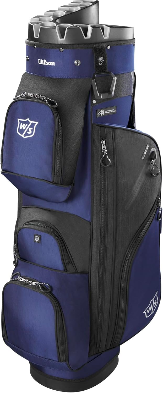 Wilson Staff Golf I Lock 3 Cart Bag Sac Golf Chariot 14 Compartiments 7 Poches Polyester Marine Noir-Roluxyhome