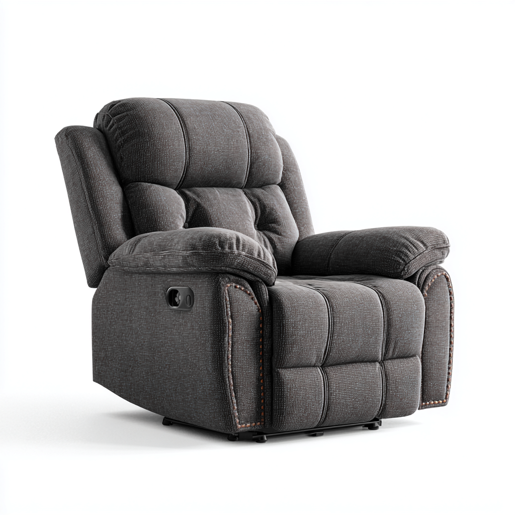 Fauteuil relax en tissu 92x96x104 cm - gris foncé - confort détente-Bamboomyio