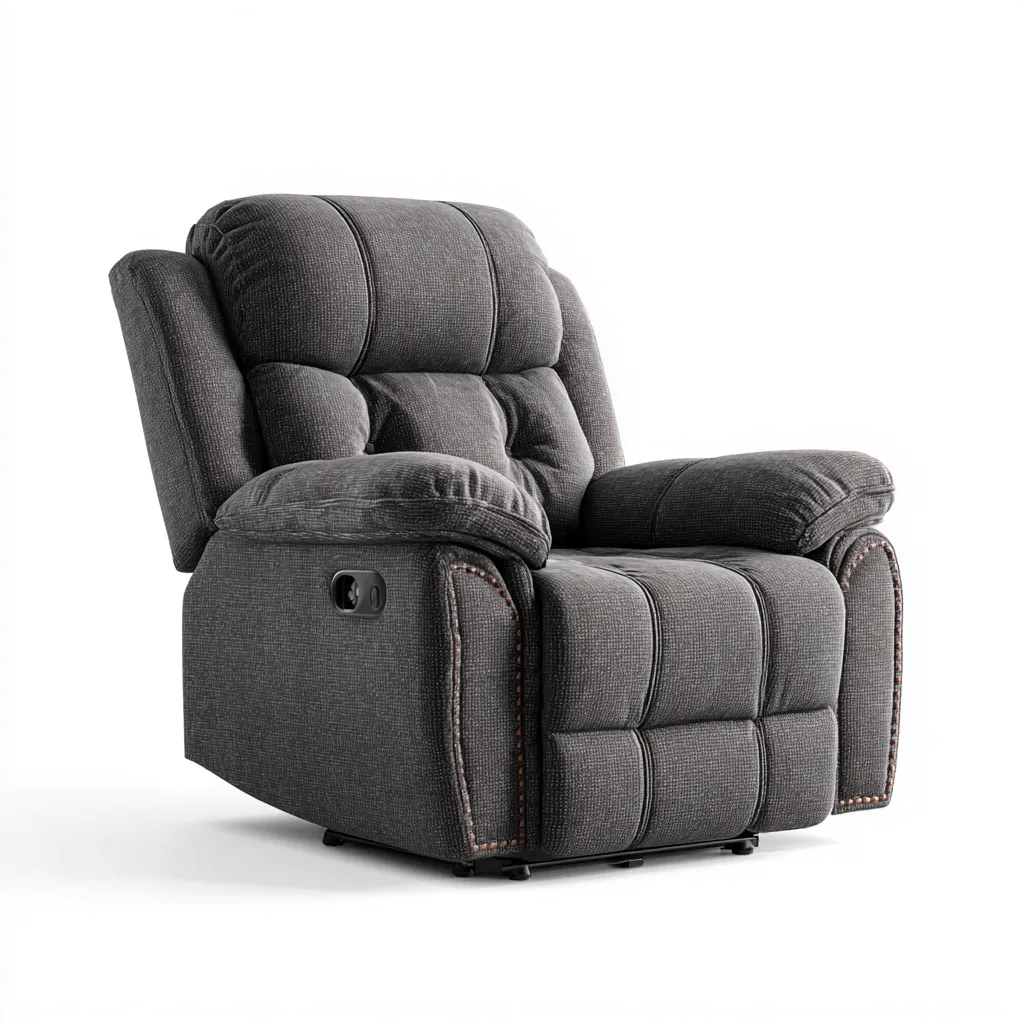 Fauteuil relax en tissu 92x96x104 cm - gris foncé - confort détente-Bamboomyio