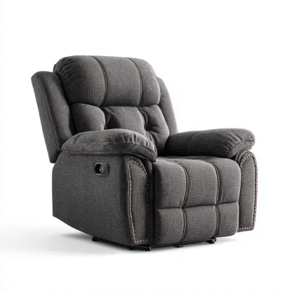 Fauteuil relax en tissu 92x96x104 cm - gris foncé - confort détente-Bamboomyio
