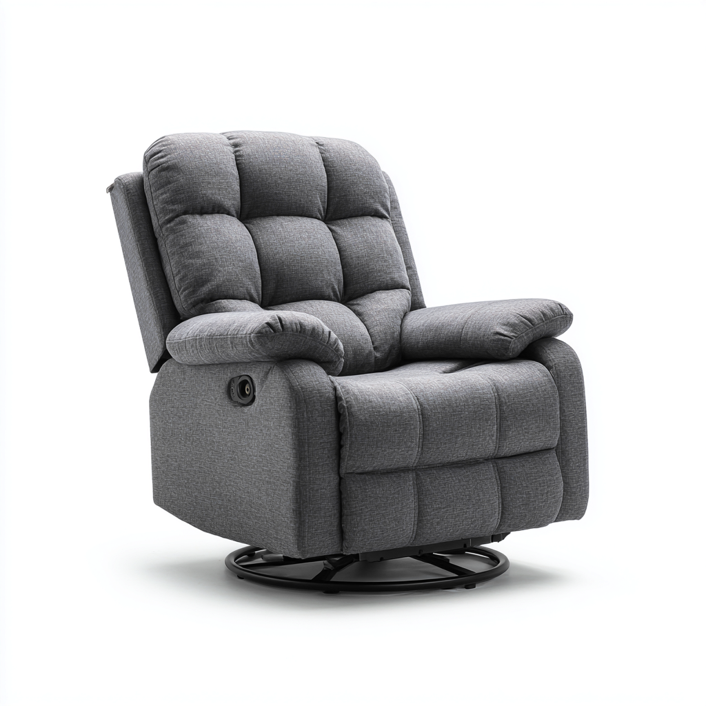 Fauteuil relax tissu rembourré 100x95x105 cm - Gris foncé - Style contemporain-Bamboomyio