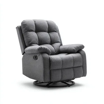 Fauteuil relax tissu rembourré 100x95x105 cm - Gris foncé - Style contemporain-Bamboomyio